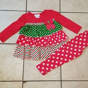 Bonnie Jean ruffle  Christmas outfit Sz 4